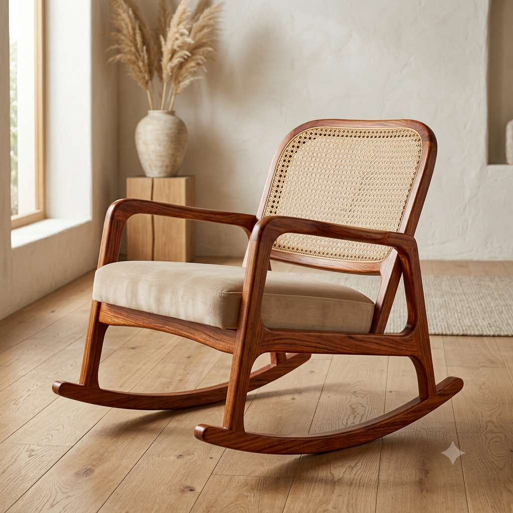 Serene Solid Wood Rocking Chair for Home