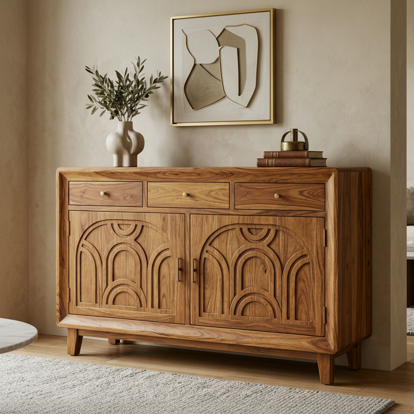 Isabella Sheesham Wood Cabinet and Sideboard (Honey Finish)