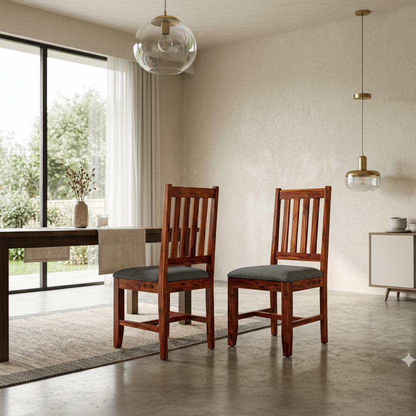 Isaac Sheesham Wood Dining Chairs - Set of 2 (Honey Finish)