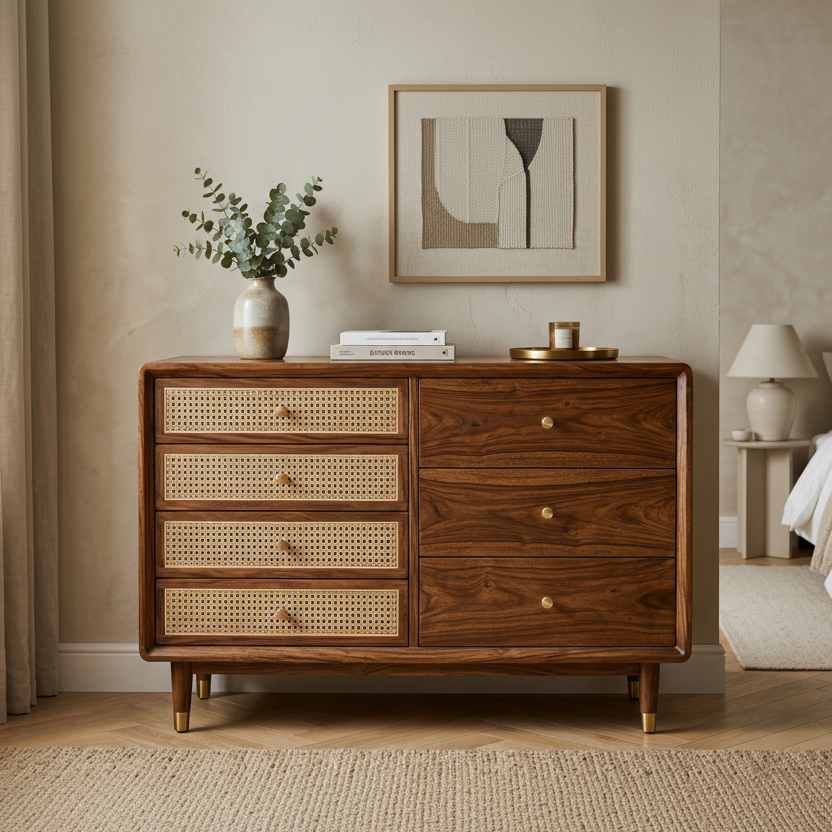 Tyler Solid Sheesham Wood Chest Of Drawers for Living Room | Bedroom