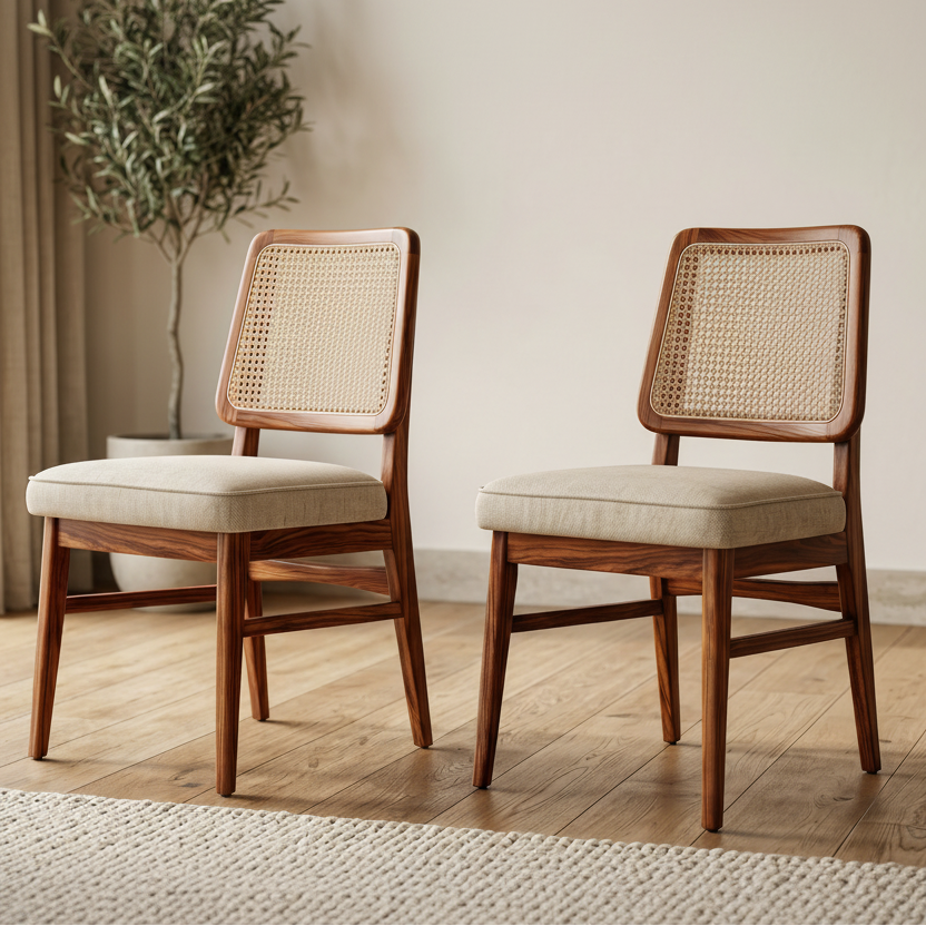 Dylan Sheesham Wood Dining Chairs - Set of 2 (Honey Finish)