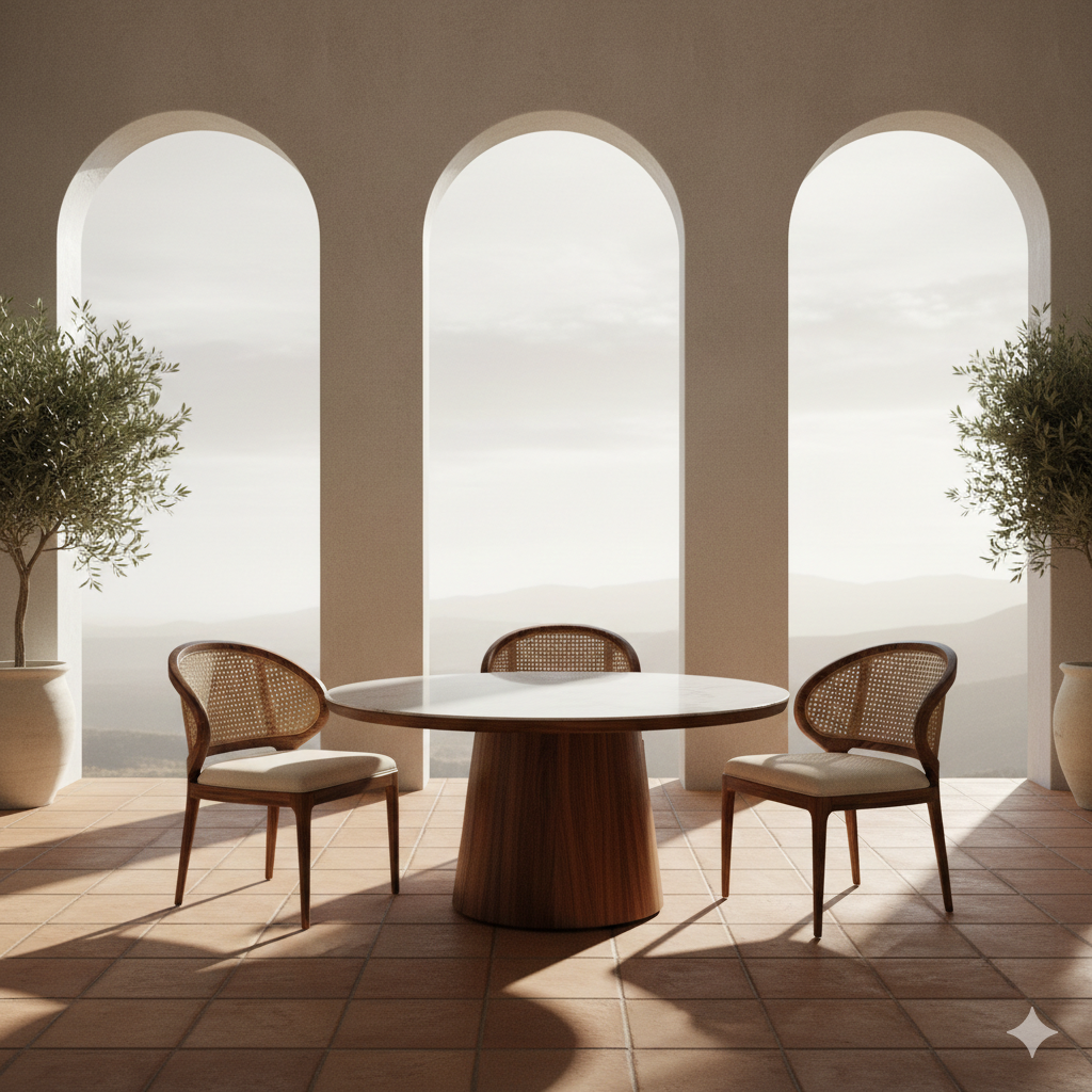 Patricia Round Solid Sheesham Wood Dining Table Set | Roud 4 Seater Dining Table Set