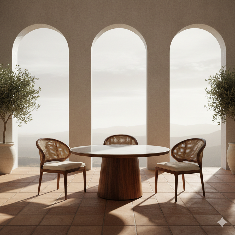 Patricia Round Solid Sheesham Wood Dining Table Set | Roud 4 Seater Dining Table Set