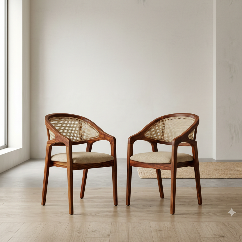 Zane Sheesham Wood Dining Chairs - Set of 2 (Honey Finish)