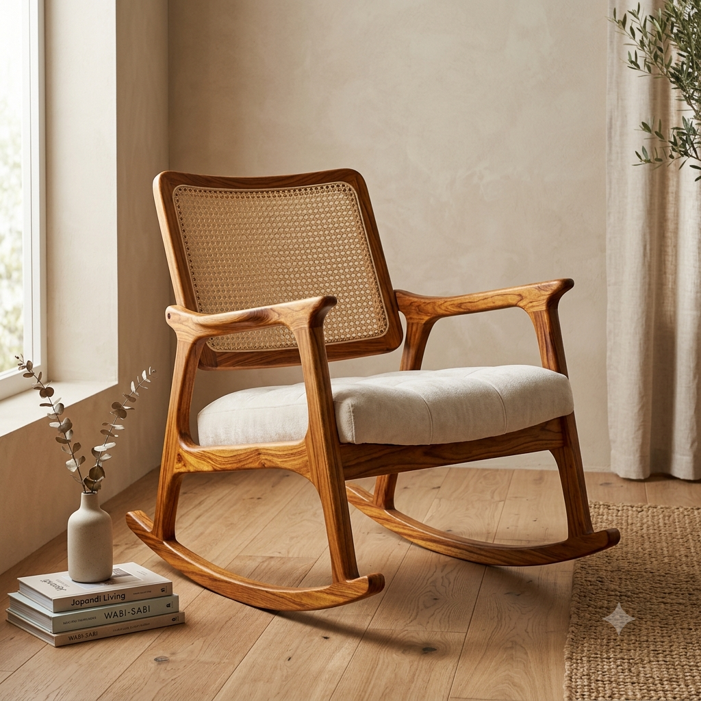 Serene Rhythm Solid Wood Rocking Chair for Home