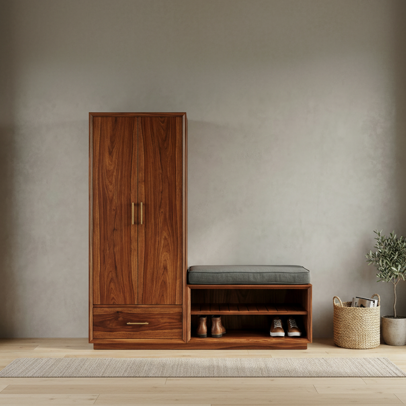 Turanga Solid Wood Sheesham Shoe Rack (Honey Finish)