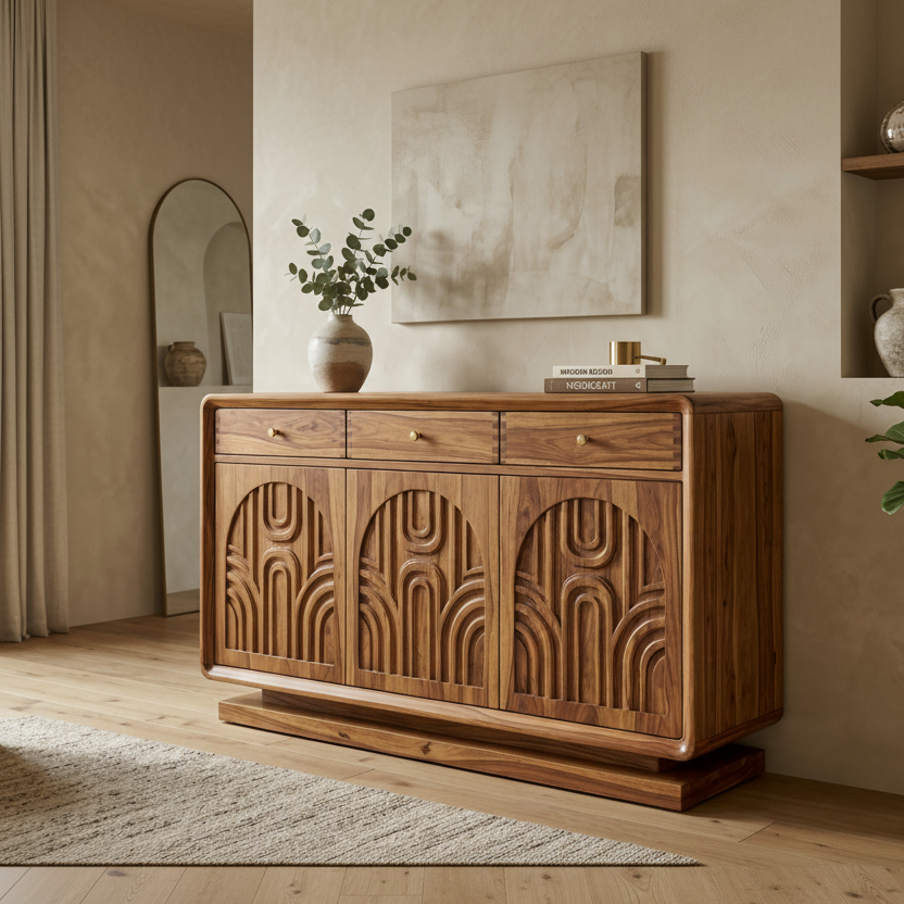 Bradley Sheesham Wood Cabinet and Sideboard (Honey Finish)