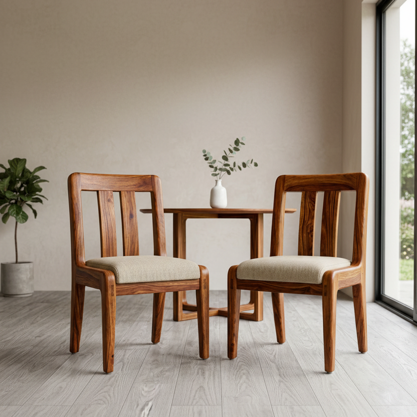 Jordan Sheesham Wood Dining Chairs - Set of 2 (Honey Finish)