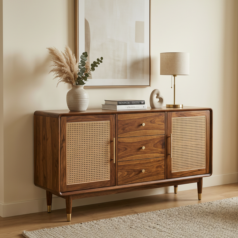 Jacob Sheesham Wood Cabinet and Sideboard (Honey Finish)