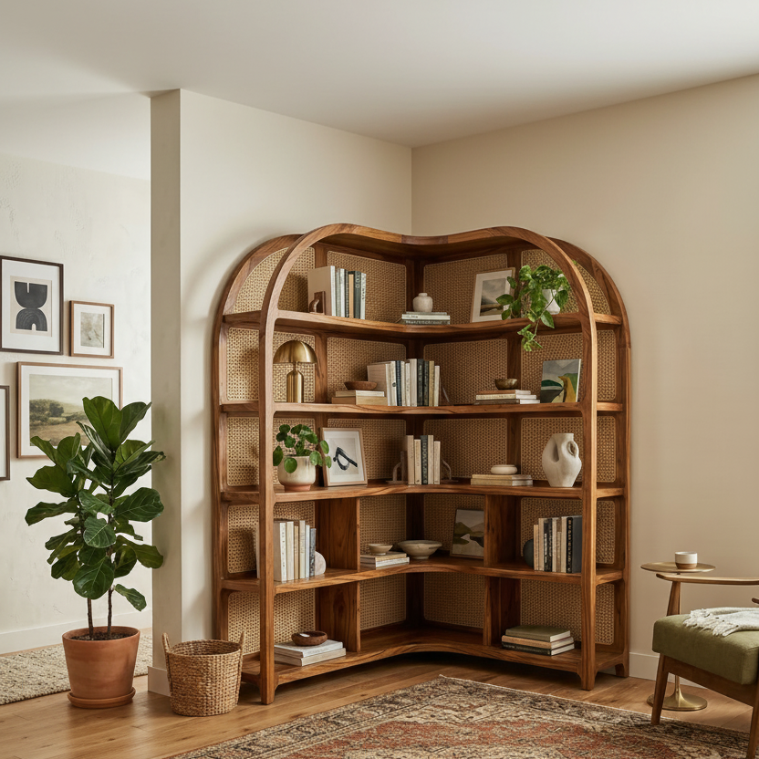 Paige Sheesham Wood Ladder Book Shelf (Honey Finish)