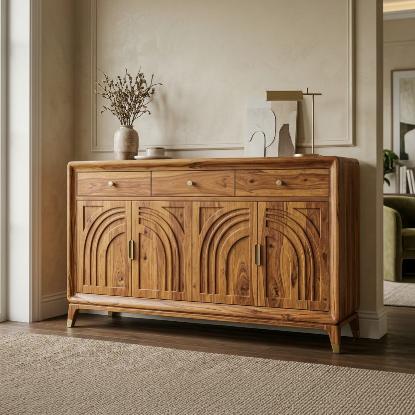 Hazel Sheesham Wood Cabinet and Sideboard (Honey Finish)