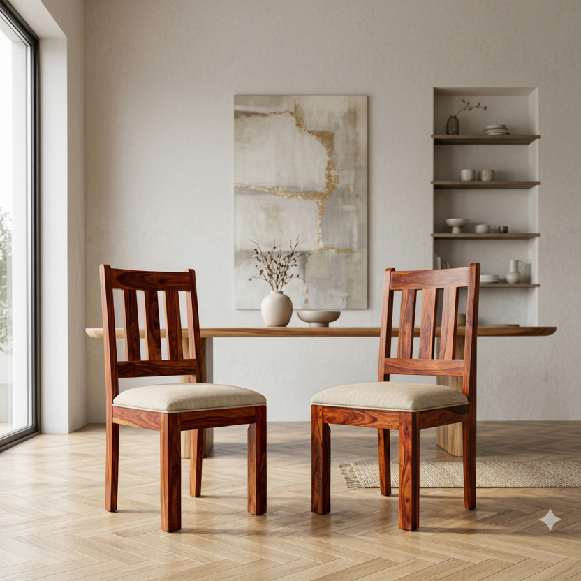 Joshua Sheesham Wood Dining Chairs - Set of 2 (Honey Finish)
