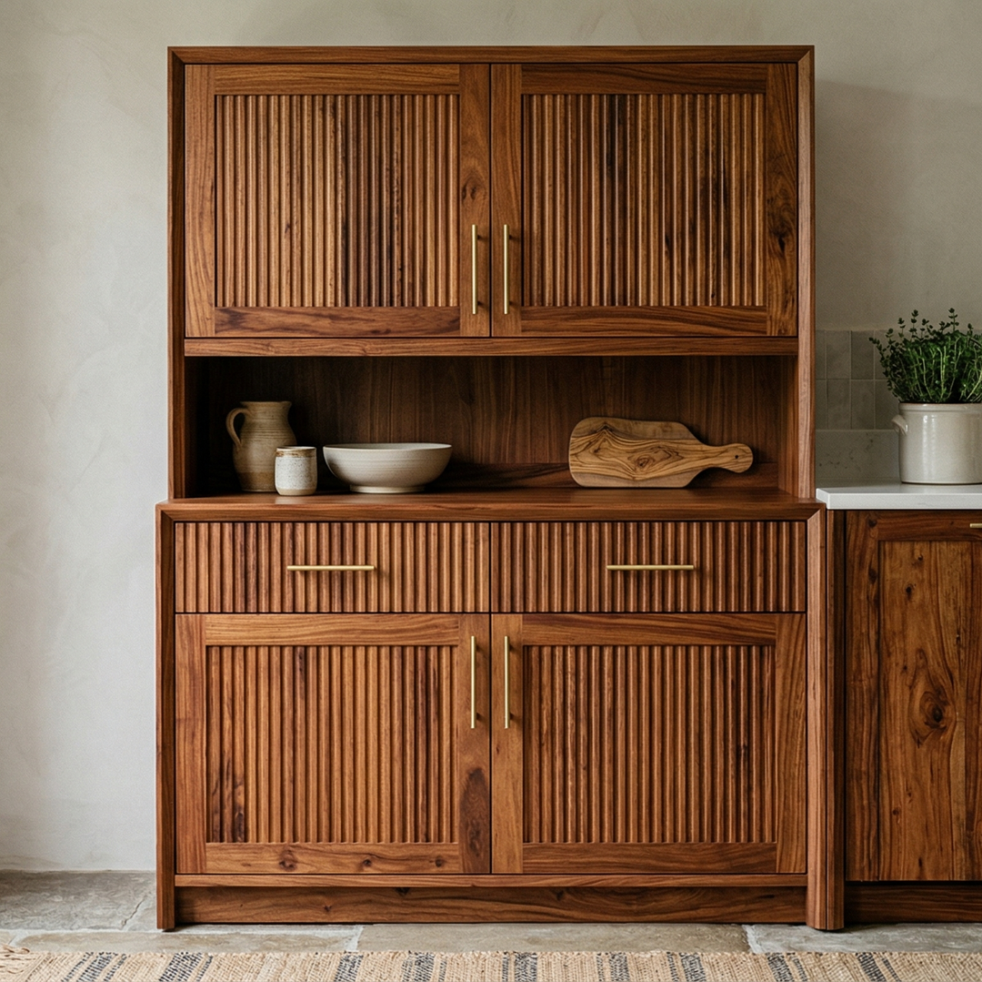Daniel Classic Kitchen Cabinet with Glass (Honey Finish)