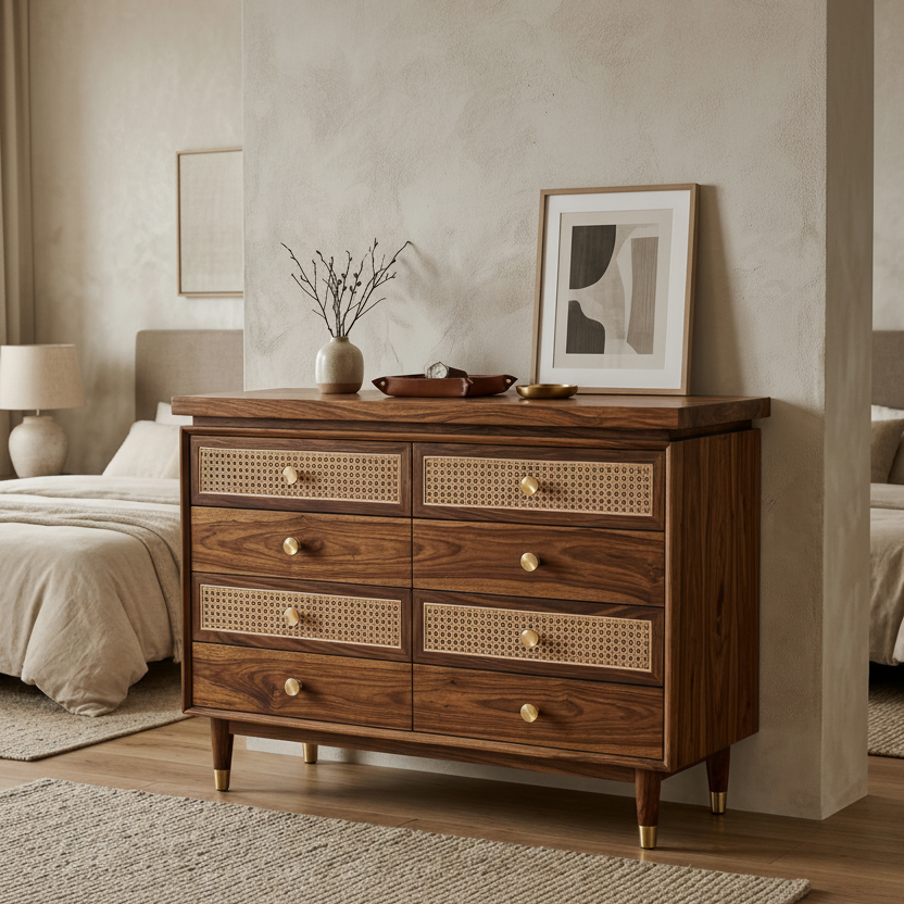 Luke Solid Sheesham Wood Chest Of Drawers for Living Room | Bedroom