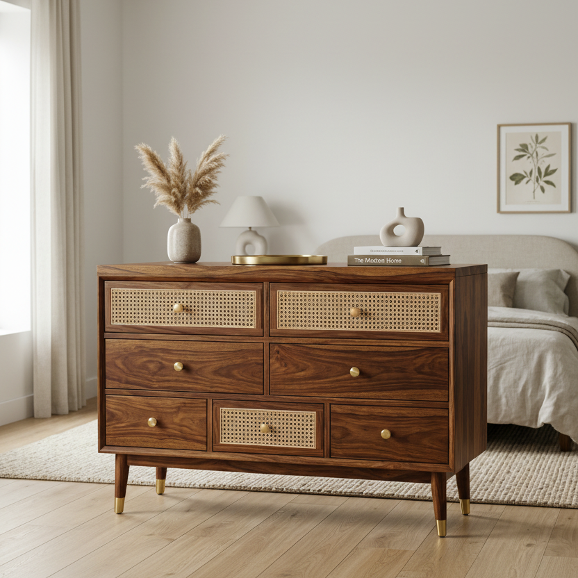 Matthew Solid Sheesham Wood Chest Of Drawers for Living Room | Bedroom