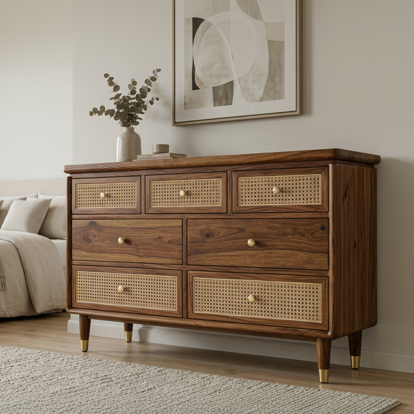 Nathan Solid Sheesham Wood Chest Of Drawers for Living Room | Bedroom
