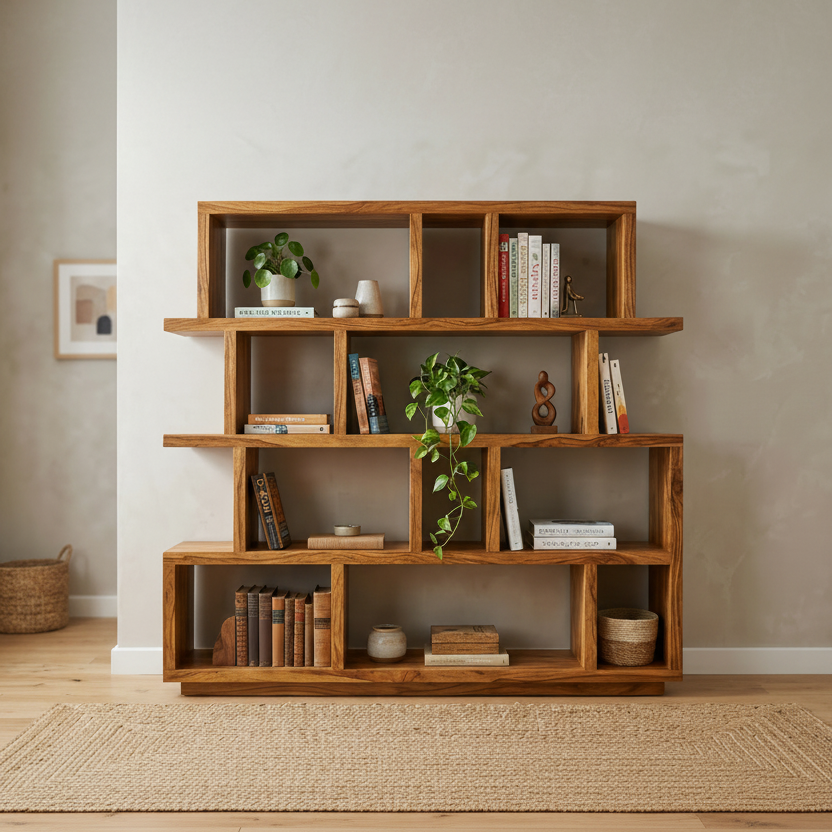 Mackenzie Sheesham Wood Ladder Book Shelf (Honey Finish)