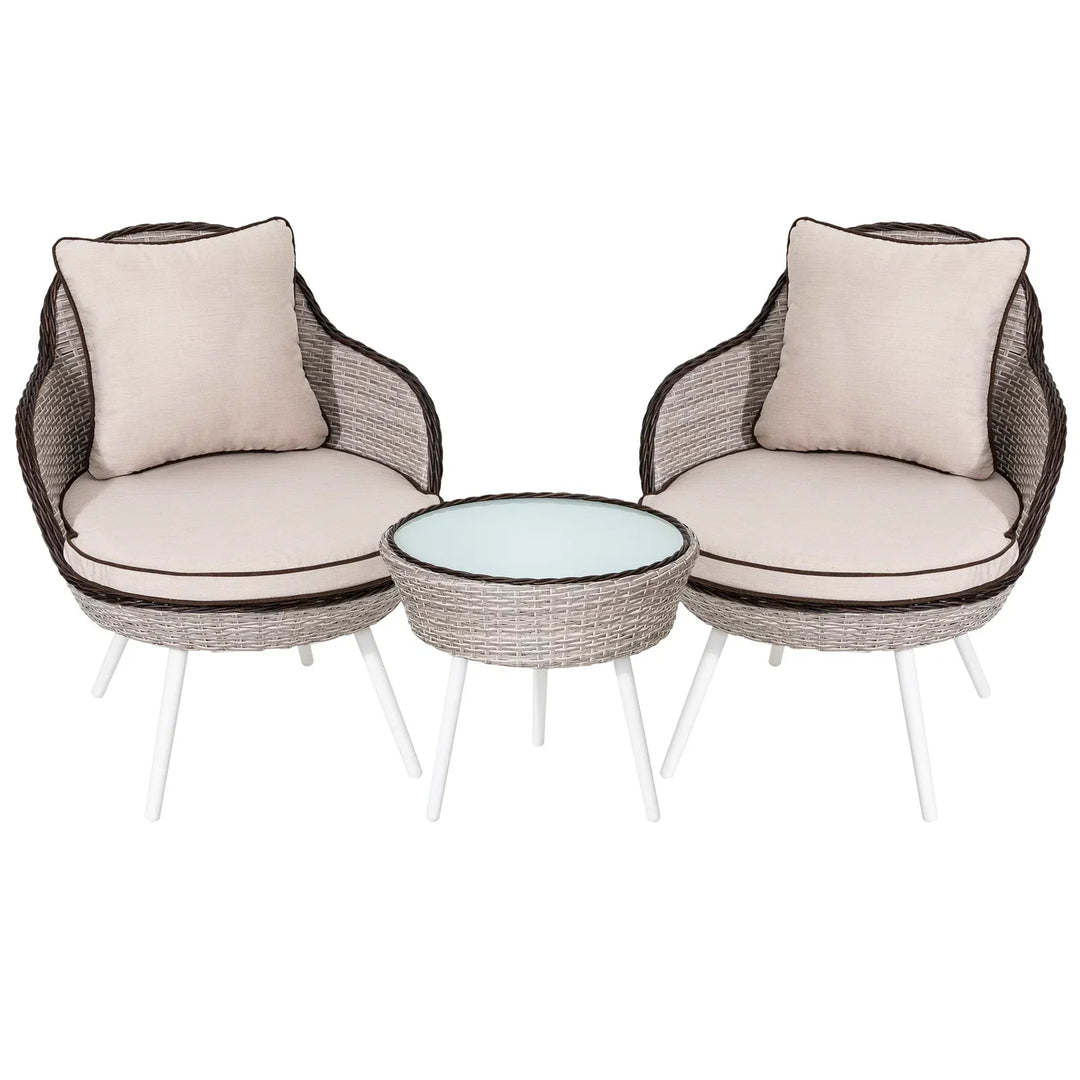 Ramira Outdoor Patio Seating Set 2 Chairs and 1 Table Set (Beige)