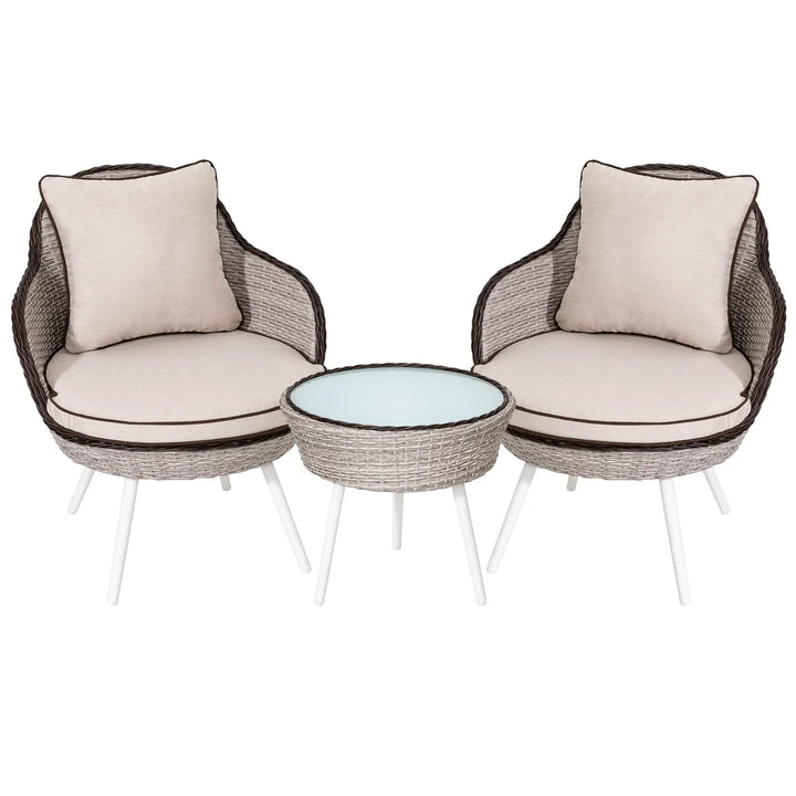 Ramira Outdoor Patio Seating Set 2 Chairs and 1 Table Set (Beige)