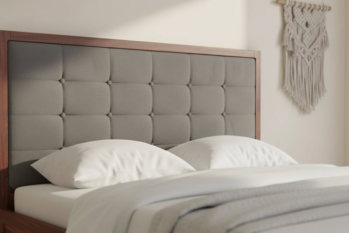 Giang Sheesham Wood Bed with Box Storage King Size - Grey