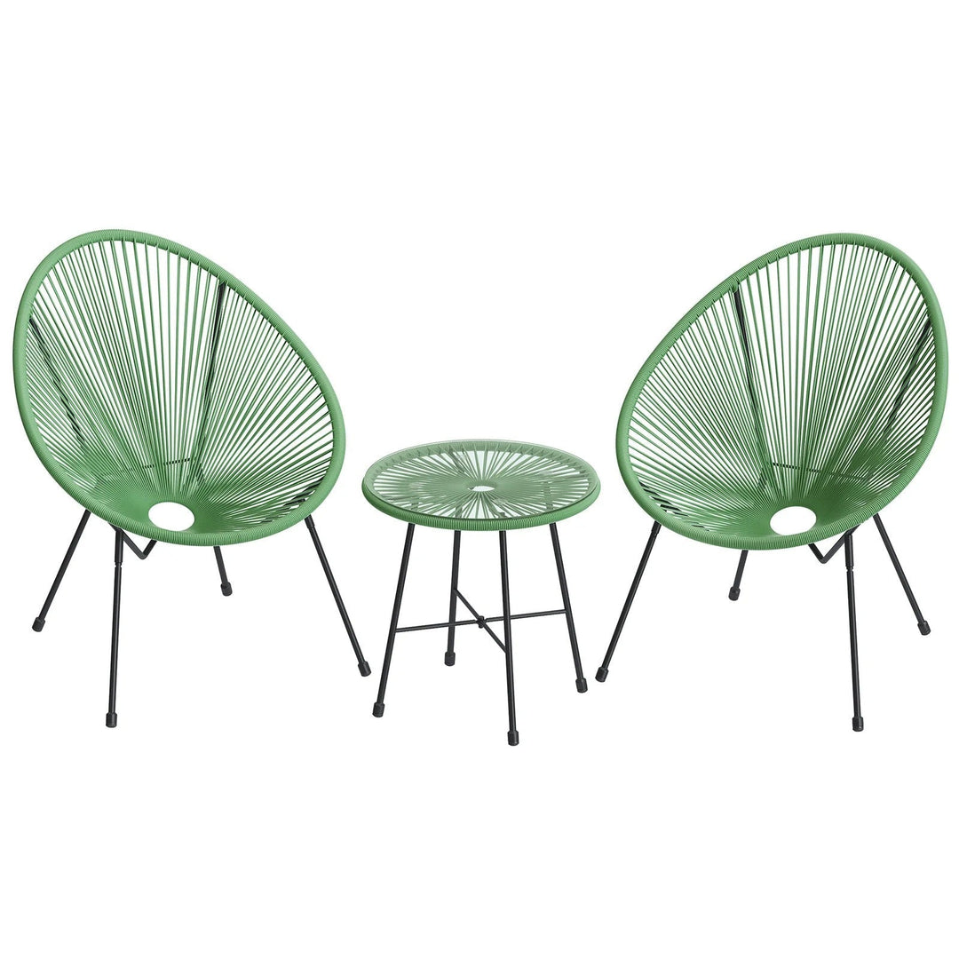 Perch Outdoor Patio Seating Set 2 Chairs and 1 Table Set (Light Green)