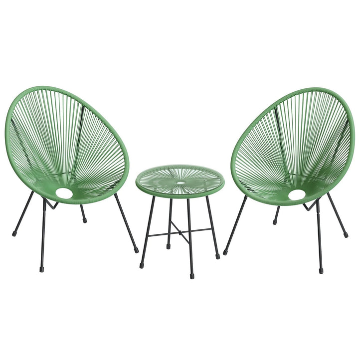 Perch Outdoor Patio Seating Set 2 Chairs and 1 Table Set (Light Green)