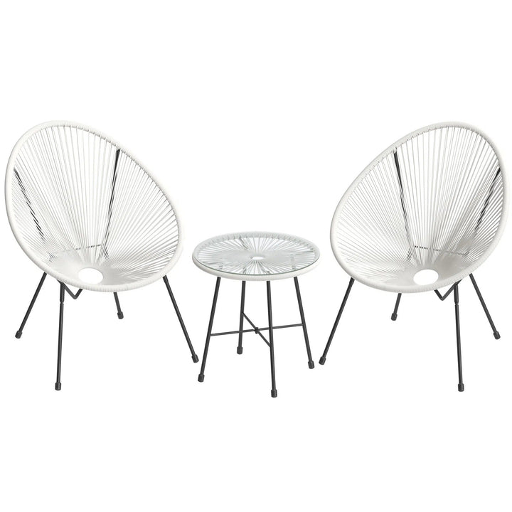 Ment Outdoor Patio Seating Set 2 Chairs and 1 Table Set (White)
