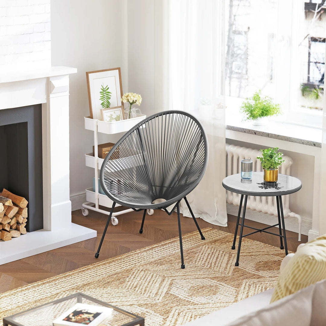 Kine Outdoor Patio Seating Set 2 Chairs and 1 Table Set ( Dark Grey)