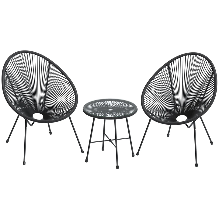 Millions Outdoor Patio Seating Set 2 Chairs and 1 Table Set (Black)