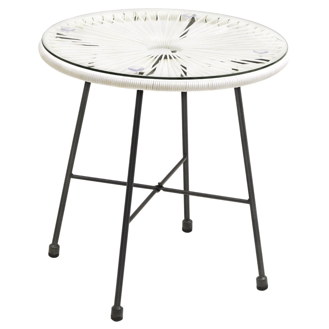 Ment Outdoor Patio Seating Set 2 Chairs and 1 Table Set (White)