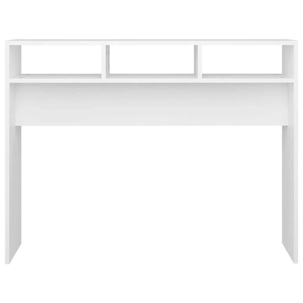 OmkarWood Goar Premium Engineered Wood Study Console Table – White Finish