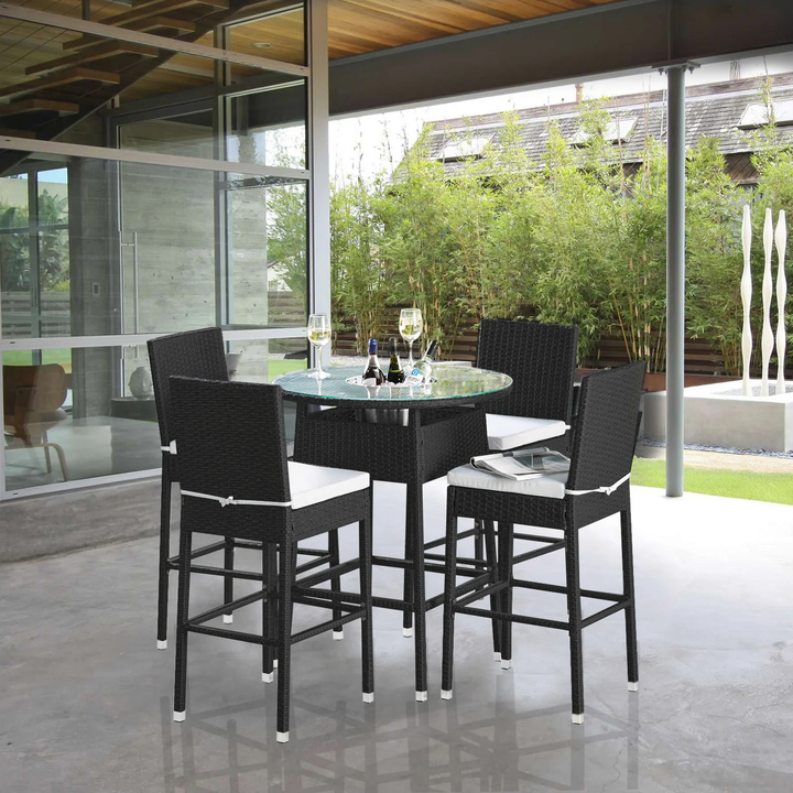 Udinesi Outdoor Patio Bar Sets 4 Chairs and 1 Table (Dark Brown)