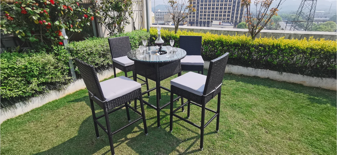 Udinesi Outdoor Patio Bar Sets 4 Chairs and 1 Table (Dark Brown)