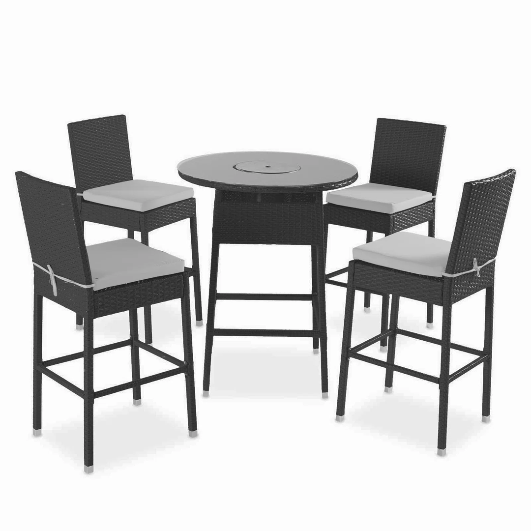 Udinesi Outdoor Patio Bar Sets 4 Chairs and 1 Table (Dark Brown)