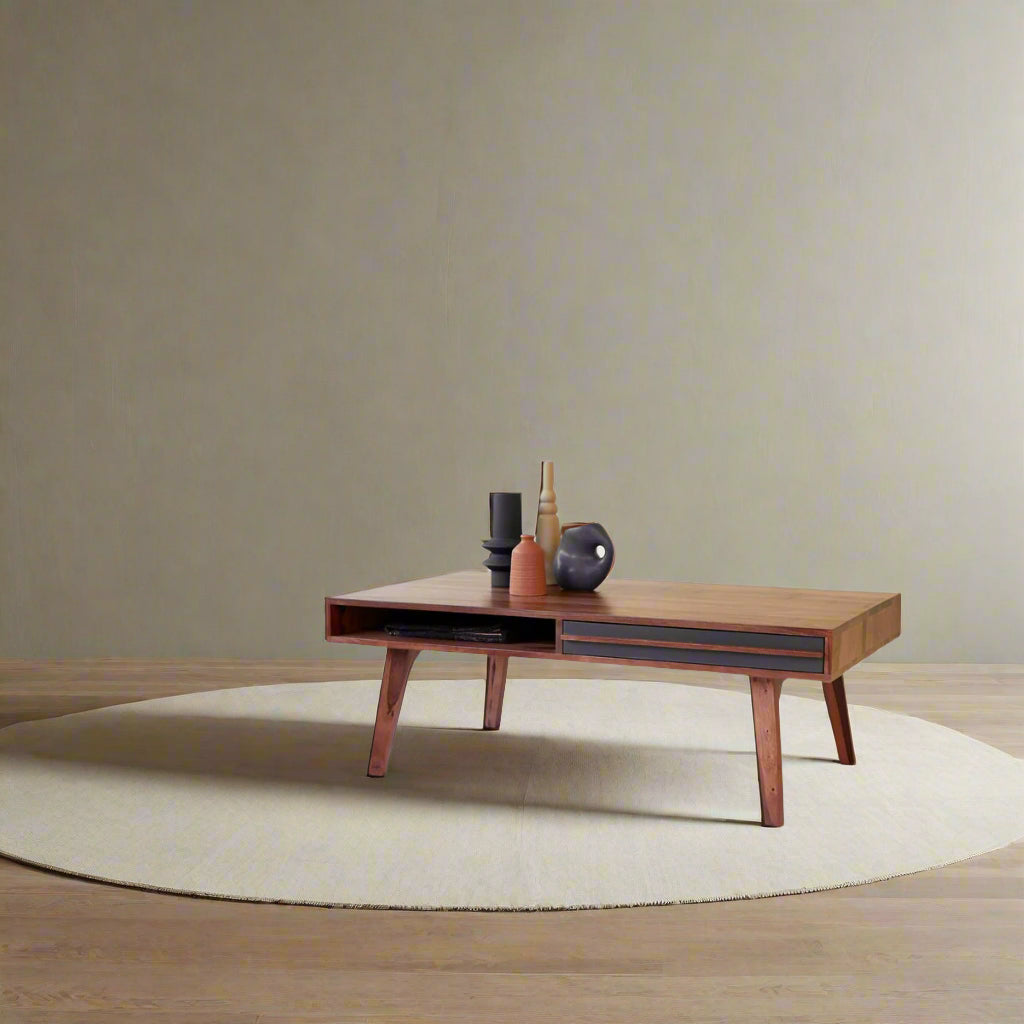 Gokul Sheesham Wood Coffee Table – 1 Drawer, 1 Shelf