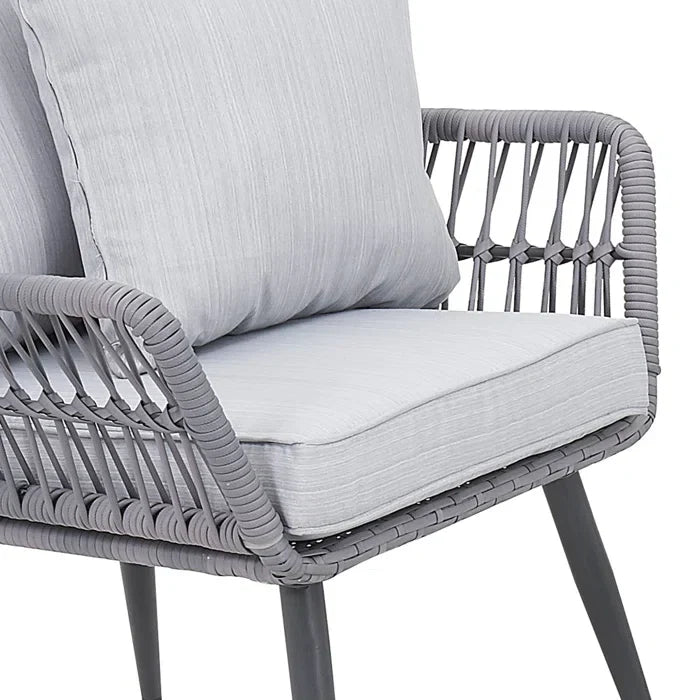 Zelda Outdoor Patio Seating Set 2 Chairs and 1 Table Set (Grey)