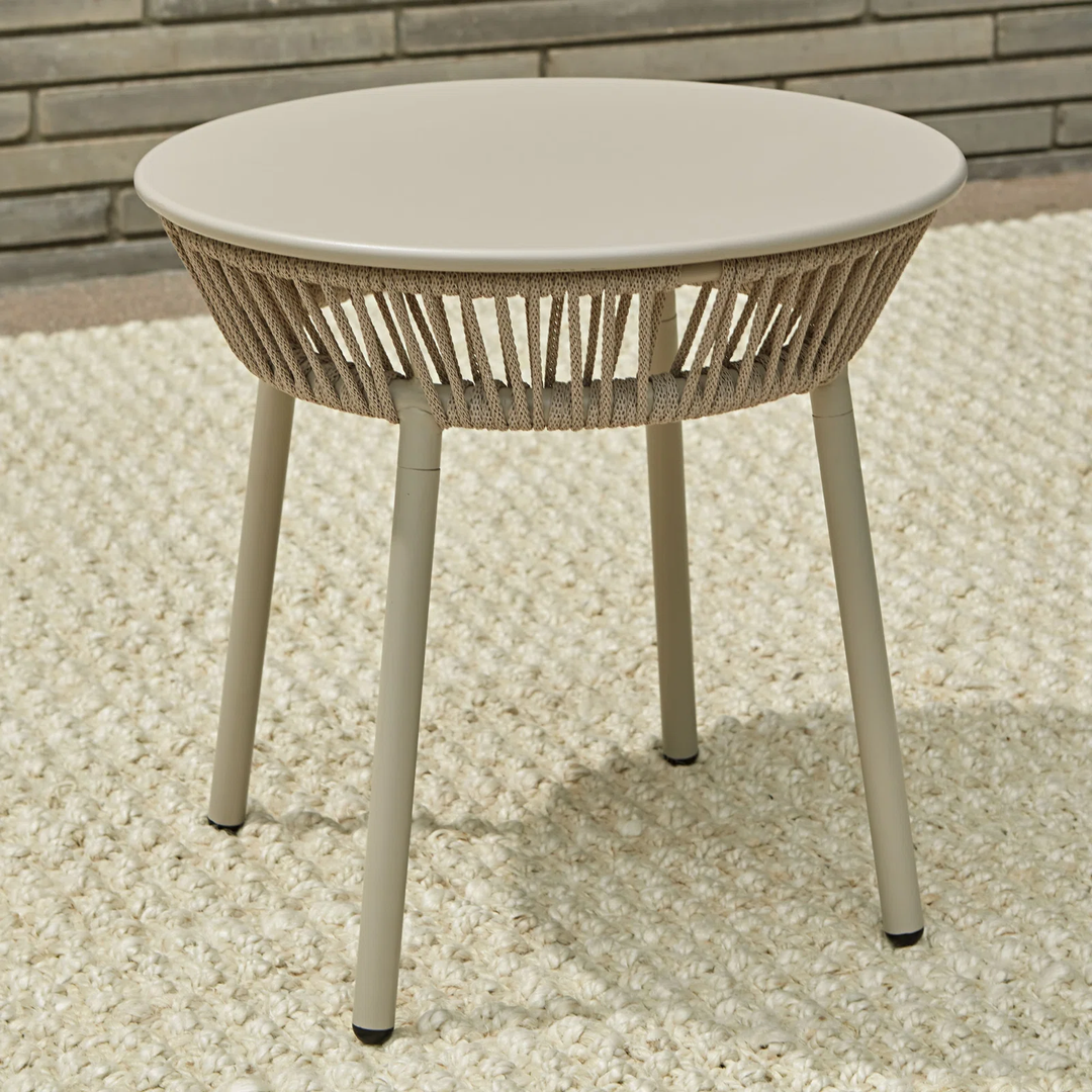 Kalpa Outdoor Patio Seating Set 2 Chairs and 1 Table Set (Beige) Braided & Rope - Coffee Table Sets