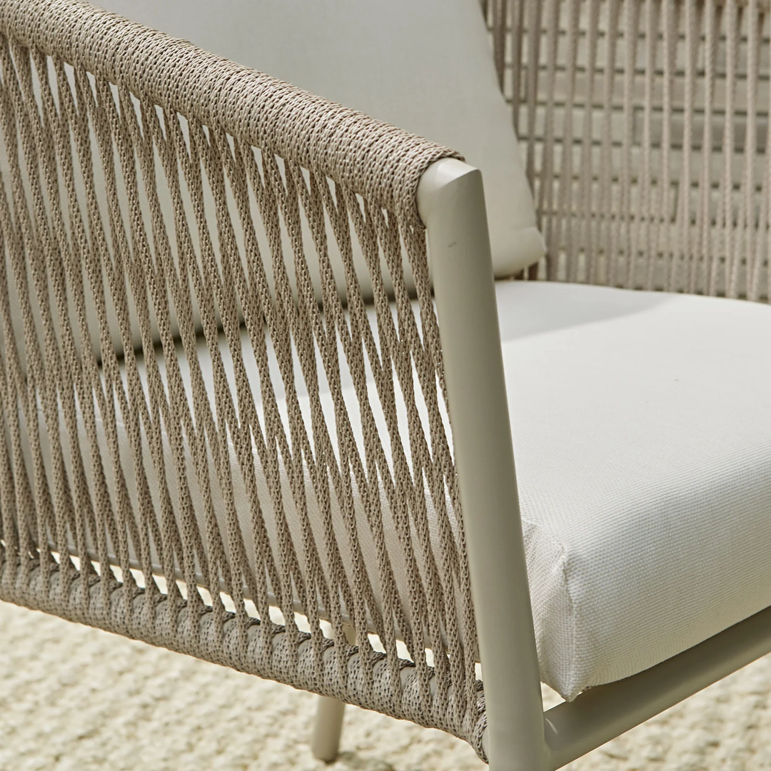 Kalpa Outdoor Patio Seating Set 2 Chairs and 1 Table Set (Beige) Braided & Rope - Coffee Table Sets