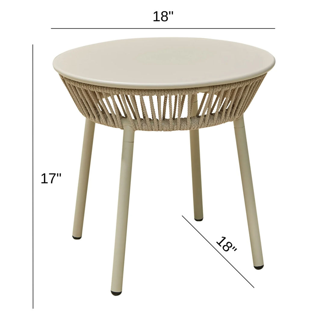 Kalpa Outdoor Patio Seating Set 2 Chairs and 1 Table Set (Beige) Braided & Rope - Coffee Table Sets