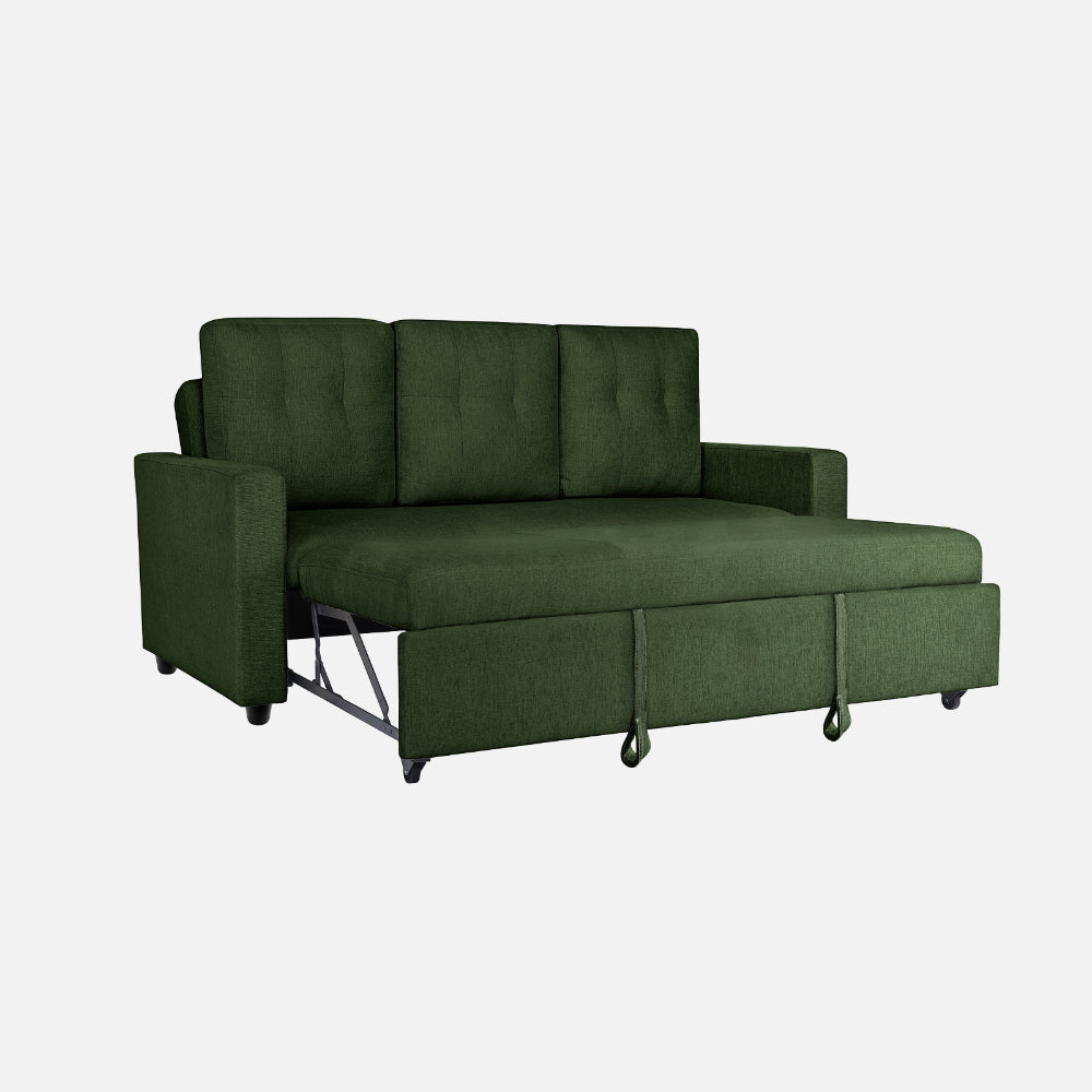 Yeremey Sap Green Fabric Sofa cum Bed