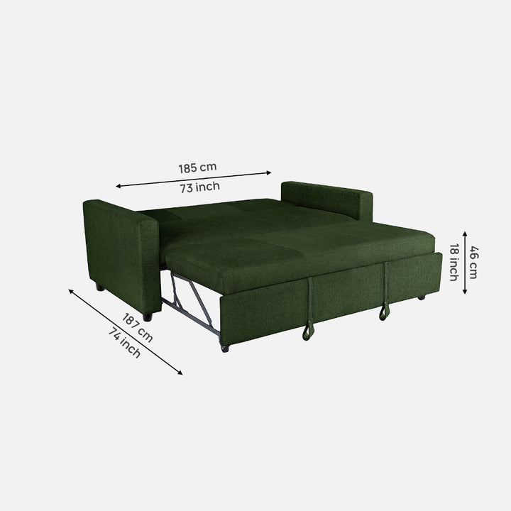 Yeremey Sap Green Fabric Sofa cum Bed