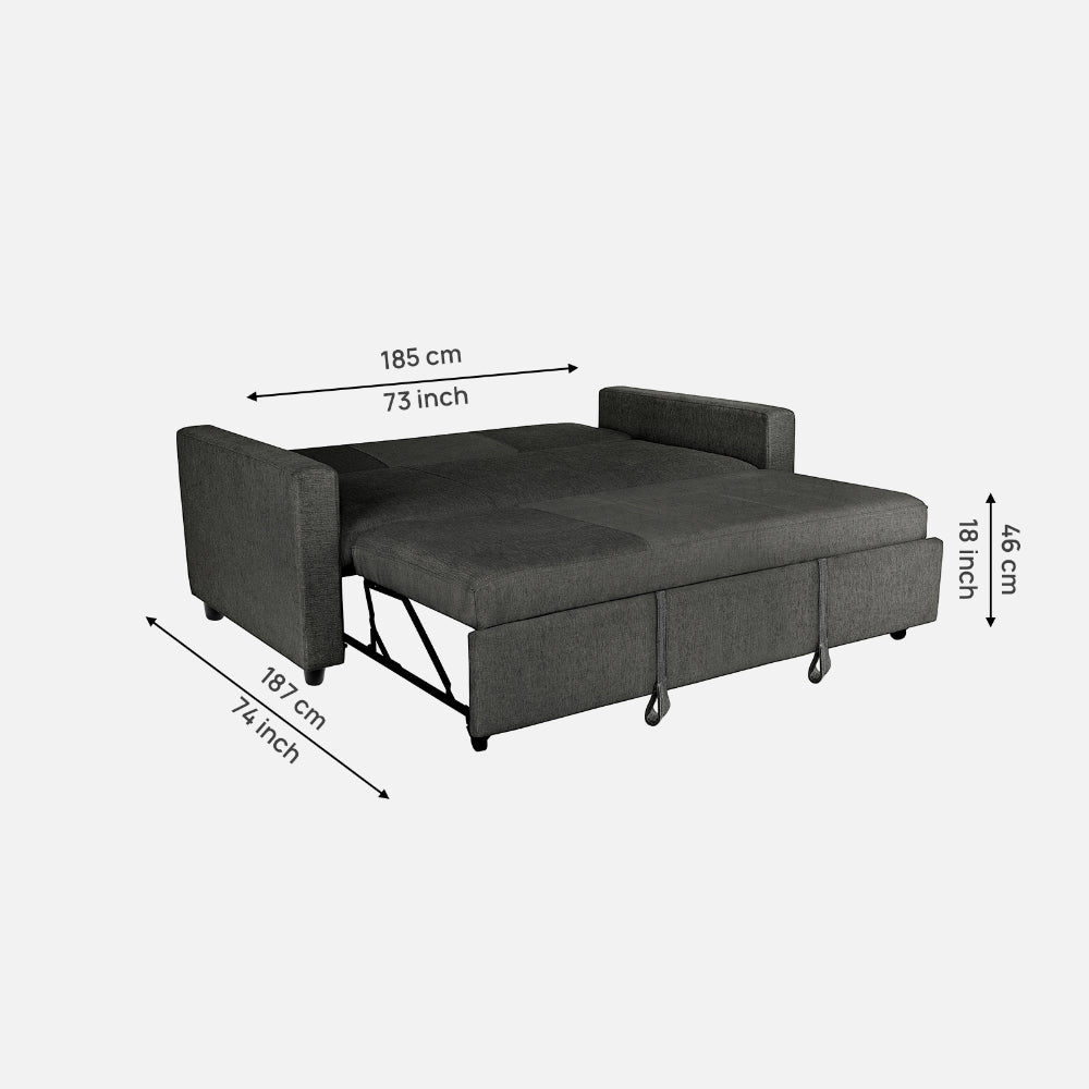 Yeremey Graphite Grey Fabric Sofa cum Bed