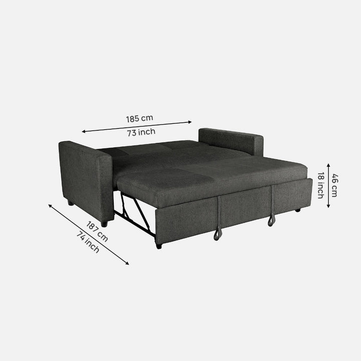 Yeremey Graphite Grey Fabric Sofa cum Bed