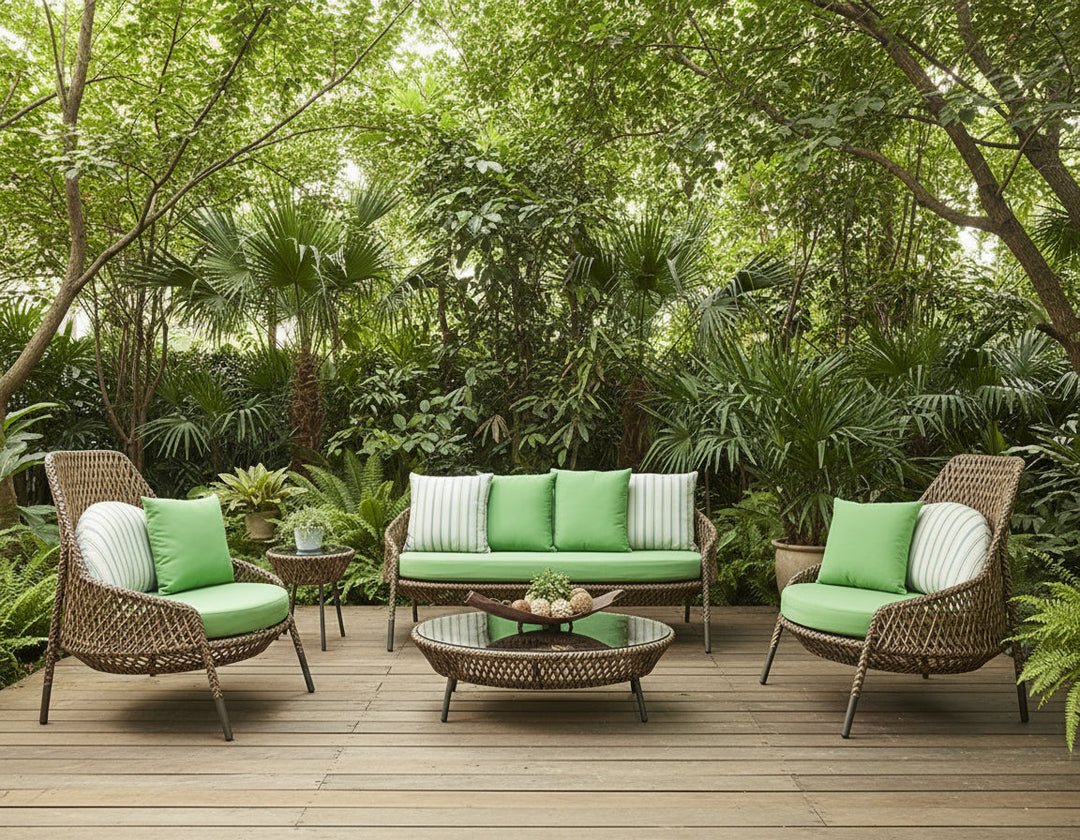 Gustavo Outdoor Sofa Set 2 Seater , 2 Single seater , 1 Side table and 1 Center Table (Brown)