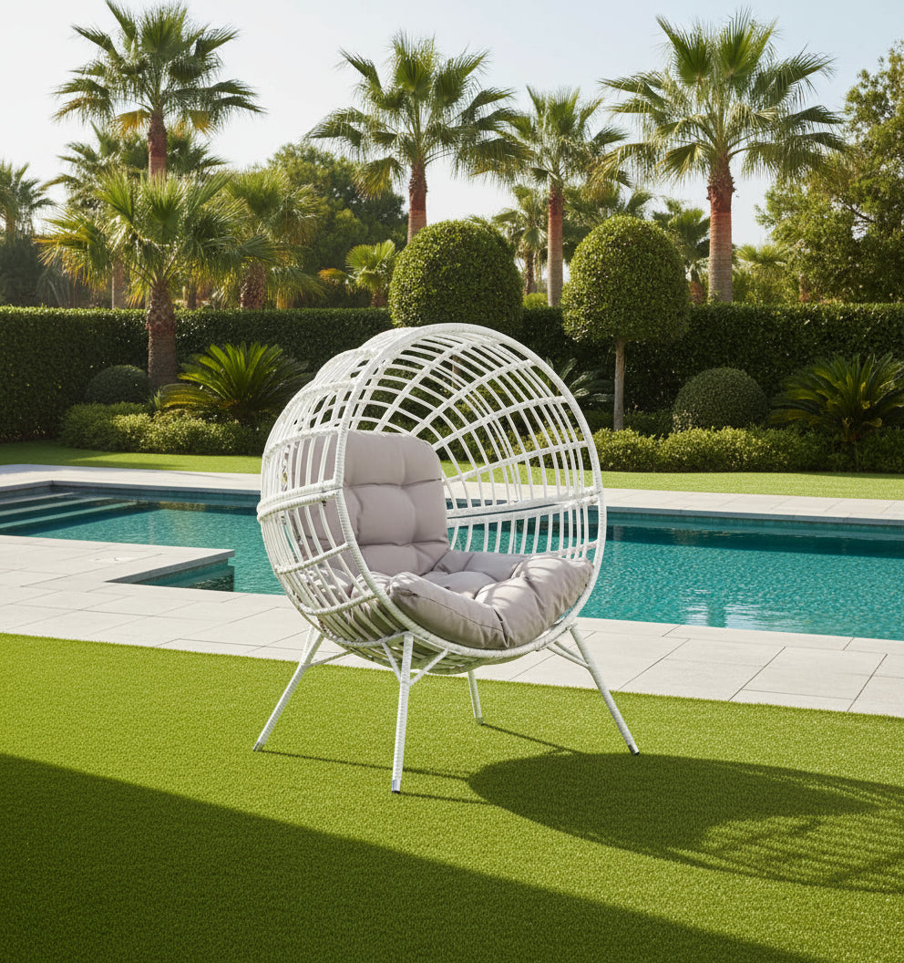 Guzman Single Seater Swing Basket For Balcony & Garden - White - Swings