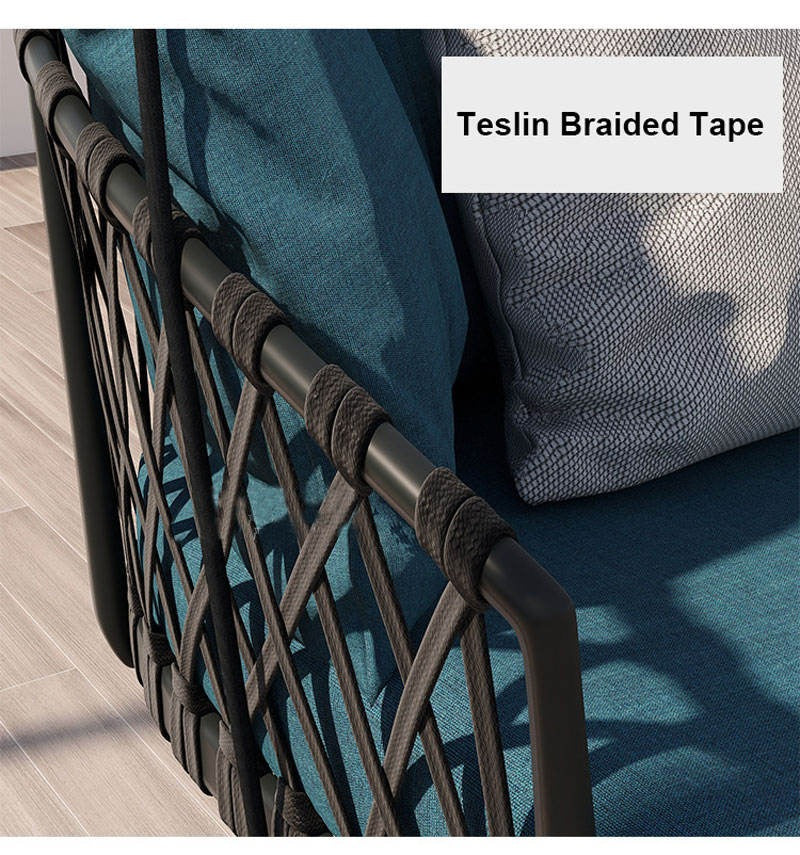 Dimitra Double Seater Hanging Swing Without Stand For Balcony , Garden Swing (Black + Ocean) Braided & Rope