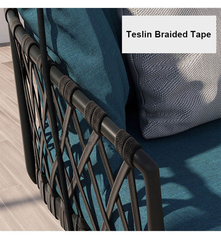 Dimitra Double Seater Hanging Swing Without Stand For Balcony , Garden Swing (Black + Ocean) Braided & Rope