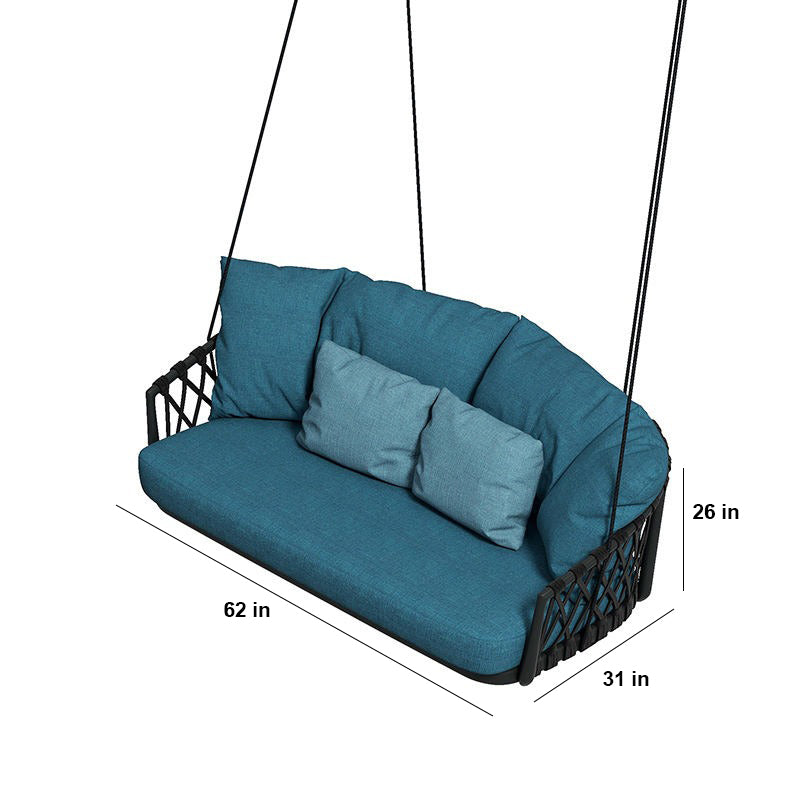 Dimitra Double Seater Hanging Swing Without Stand For Balcony , Garden Swing (Black + Ocean) Braided & Rope