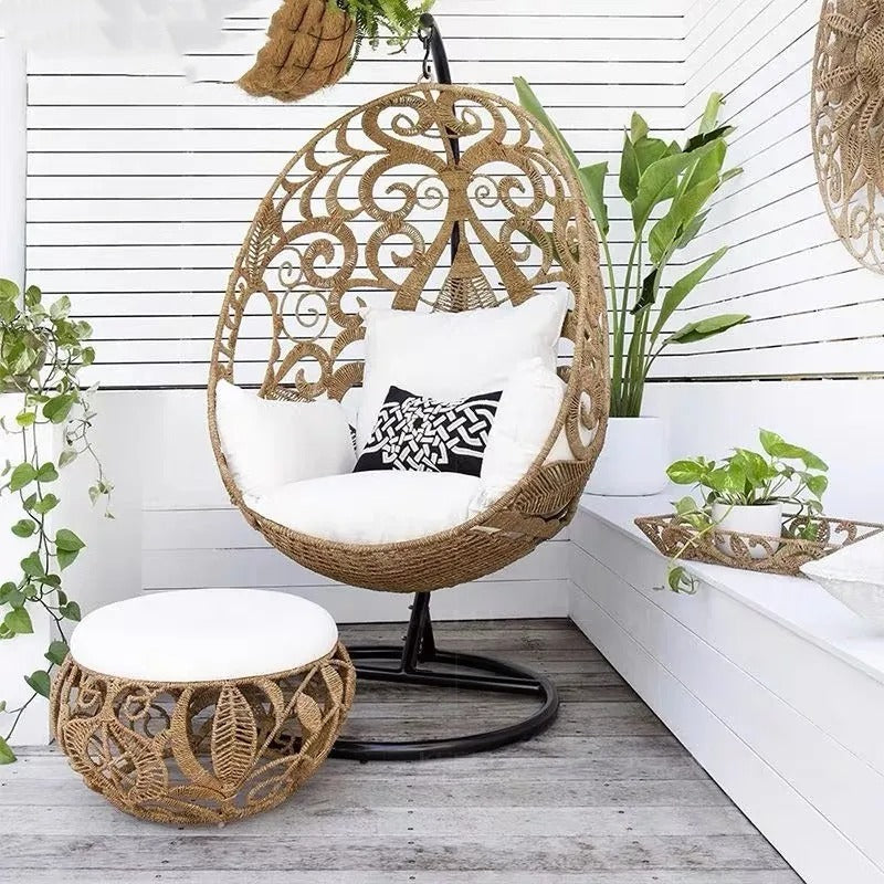 Gibson Single Seater Hanging Swing With Stand For Balcony , Garden (Tan)