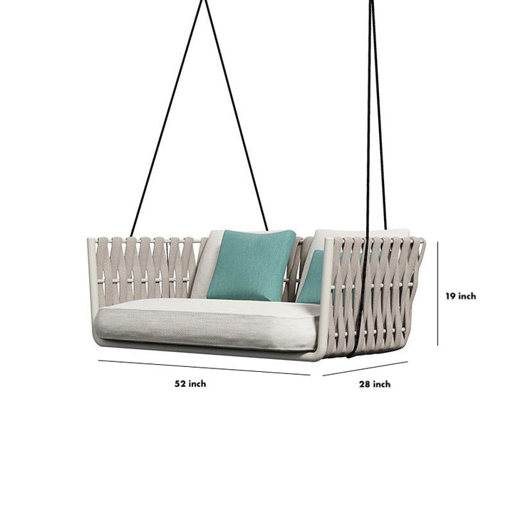 Reto Double Seater Hanging Swing Without Stand For Balcony , Garden Swing (Grey) Braided & Rope